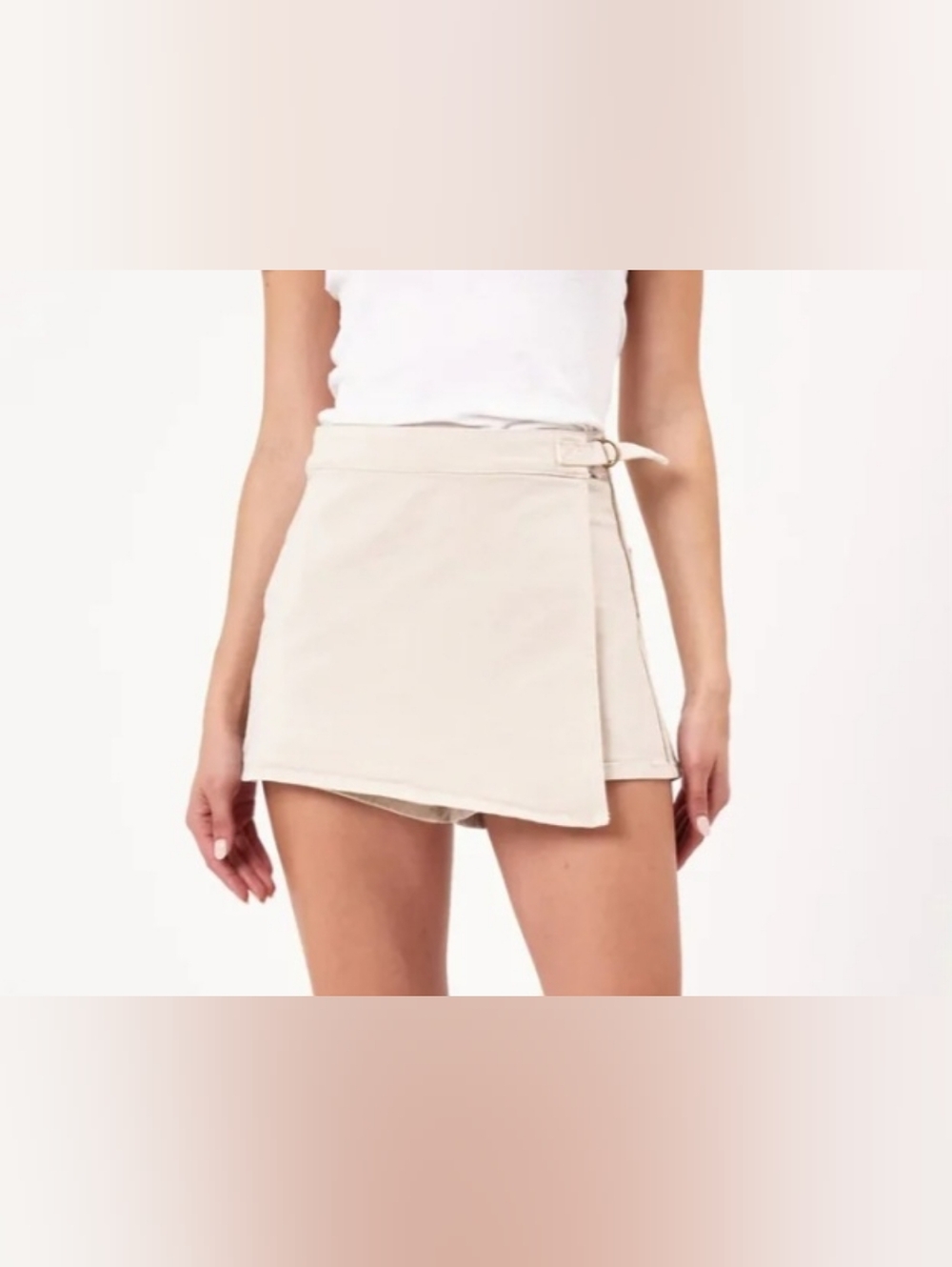 ​Rolla’s Denim Wrap Skort Vintage White Cream Side Buckle and Side Zip Size 29